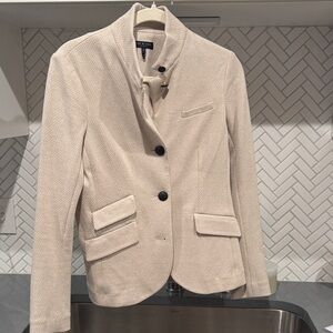 rag & bone Textured Cream Blazer with Black Buttons